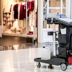 retail premises and cleaning trolley